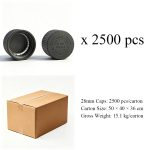 28mm black CRC cap carton packing with 2500 pcs per carton