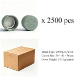 28mm sage green CRC cap carton packing with 2500 pcs per carton