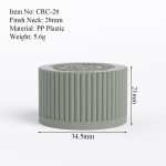 28mm sage green CRC cap size drawing with dimensions and neck finish