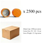 28mm amber orange CRC cap carton packing with 2500 pcs per carton