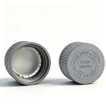 28mm metallic silver CRC cap Pantone 877 C with heat induction foil liner for PET bottles