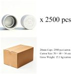 28mm white CRC cap carton packing with 2500 pcs per carton