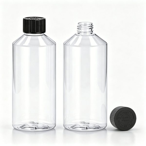 500ml clear PET diffuser refill bottle with 28/410 black CRC cap