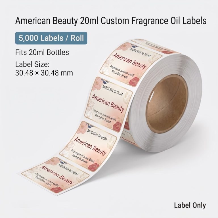 American Beauty 20ml Custom Fragrance Oil Labels – 5,000 Labels per Roll