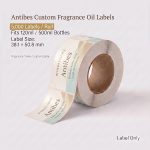 Antibes custom fragrance oil labels roll, 5,000 labels per roll, fits 120ml and 500ml fragrance oil bottles