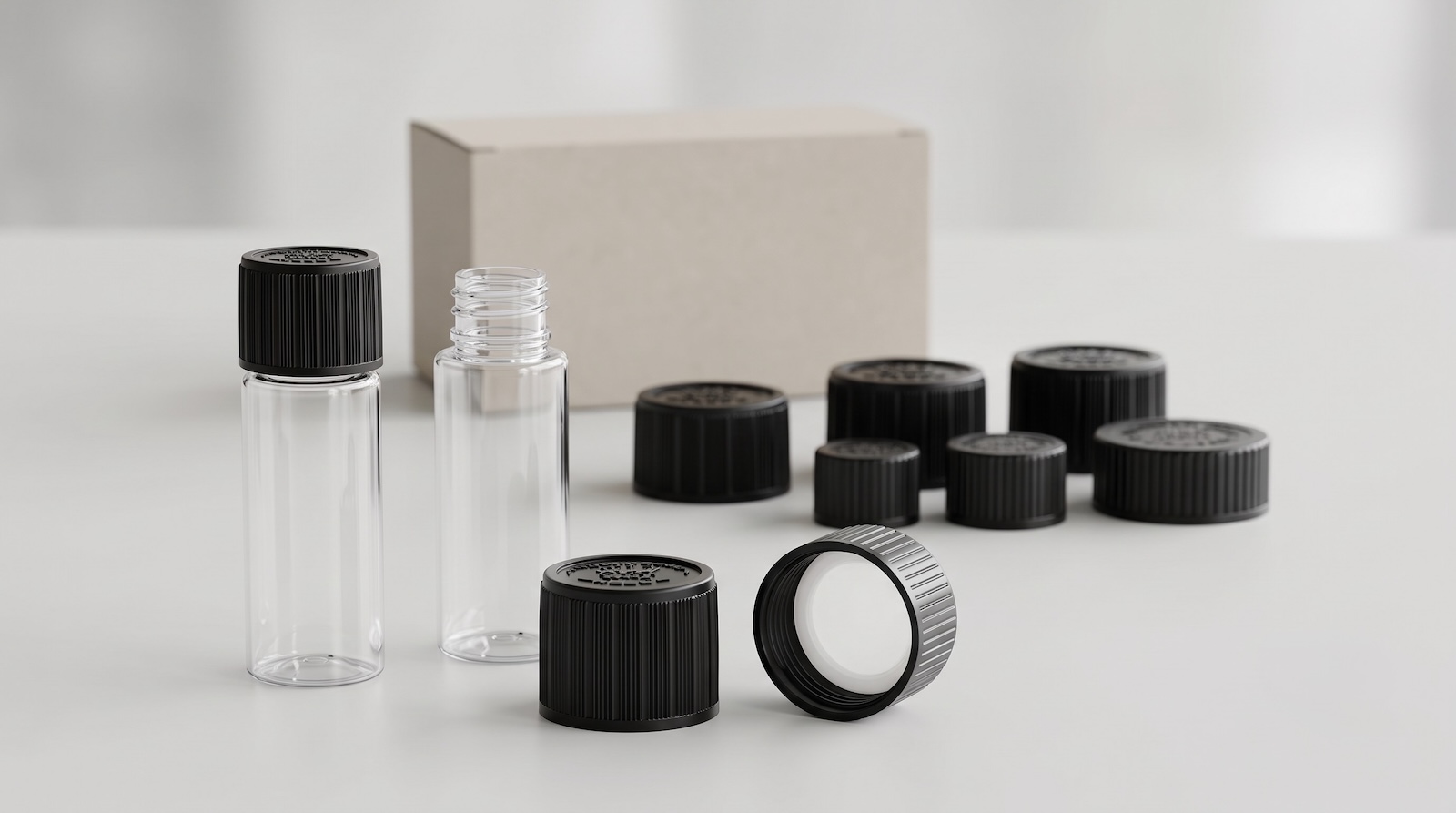CRC caps for diffuser refill bottles with PET bottle neck matching