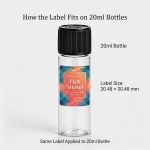 Hot Miami 20ml fragrance oil label fit on small bottle, label size 30.48 × 30.48 mm
