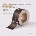 Saffron Smoke custom fragrance oil labels roll, 5,000 labels per roll, fits 120ml and 500ml fragrance oil bottles