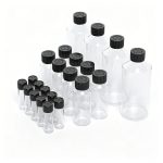 Clear PET diffuser refill bottles with black child resistant caps in multiple sizes