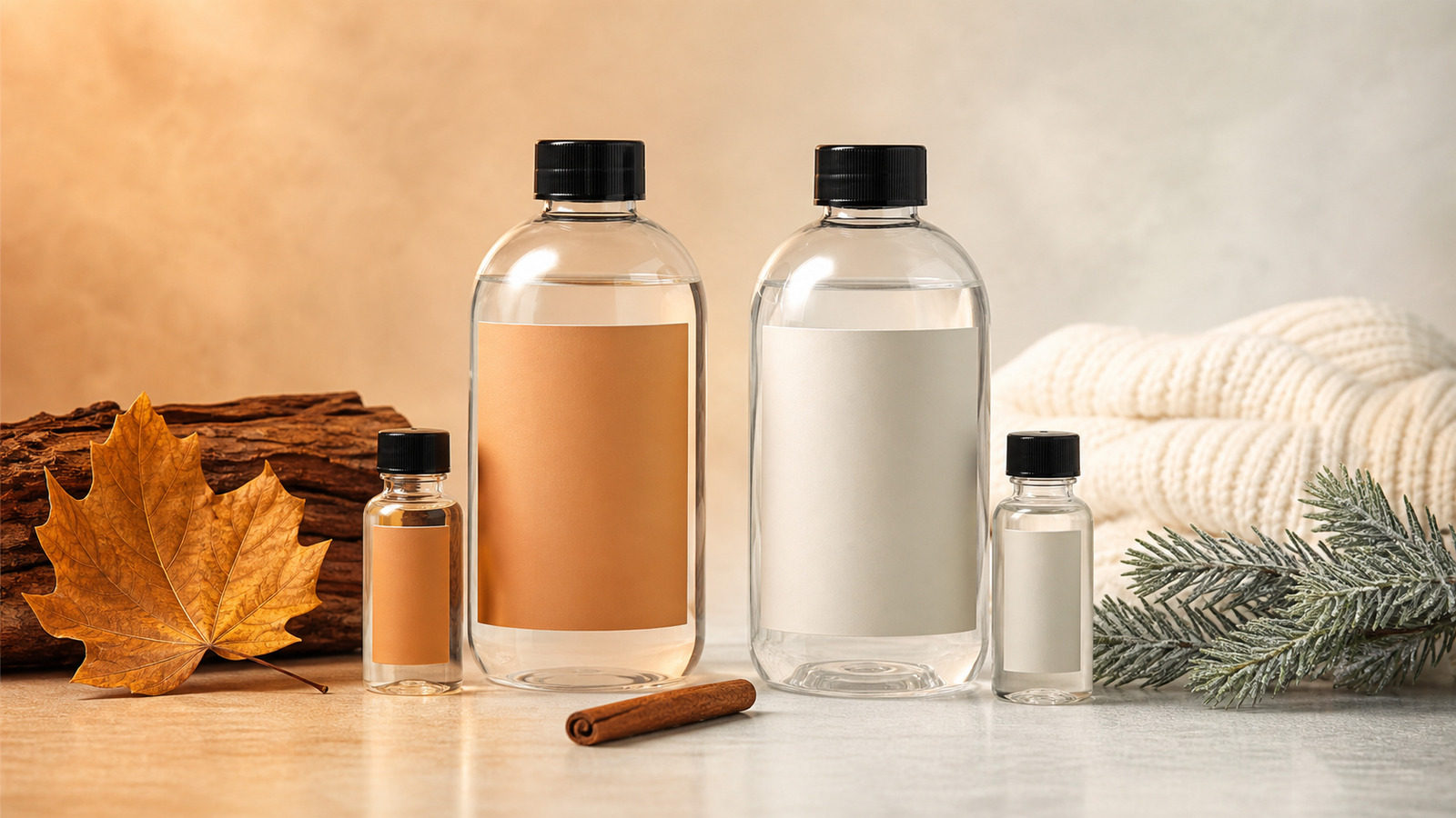 seasonal fragrance preferences fall winter packaging with PET bottles and labels