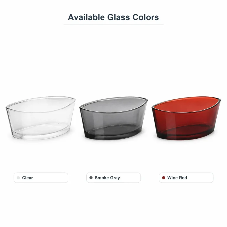 clear smoke gray and wine red boat-shaped glass candle jars
