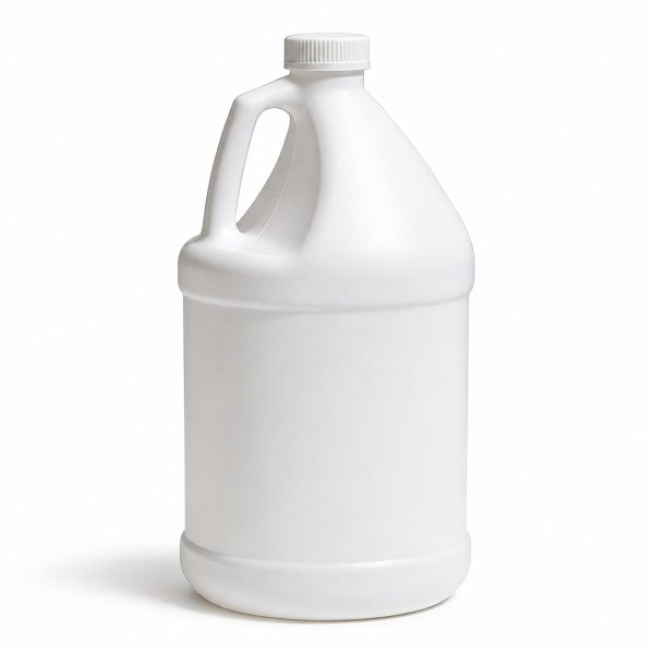 White 1 gallon HDPE jug with 38mm screw cap