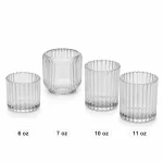 Clear ribbed glass candle jars in 6 oz, 7 oz, 10 oz and 11 oz sizes
