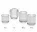 Clear ribbed glass candle jars in 6 oz, 7 oz, 10 oz and 11 oz sizes
