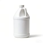 Side and rear view of white 1 gallon HDPE jug with handle