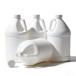 White 1 gallon HDPE plastic jugs shown from multiple angles