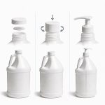 1 gallon HDPE jug with flat cap push-turn cap and pump options