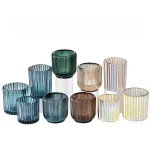 Clear and custom color ribbed glass candle jars