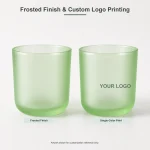 Colored frosted glass candle jar with custom logo printing